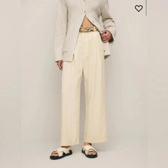 NWT Reformation Mason Cropped Pant in Oyster - Picture 2 of 7